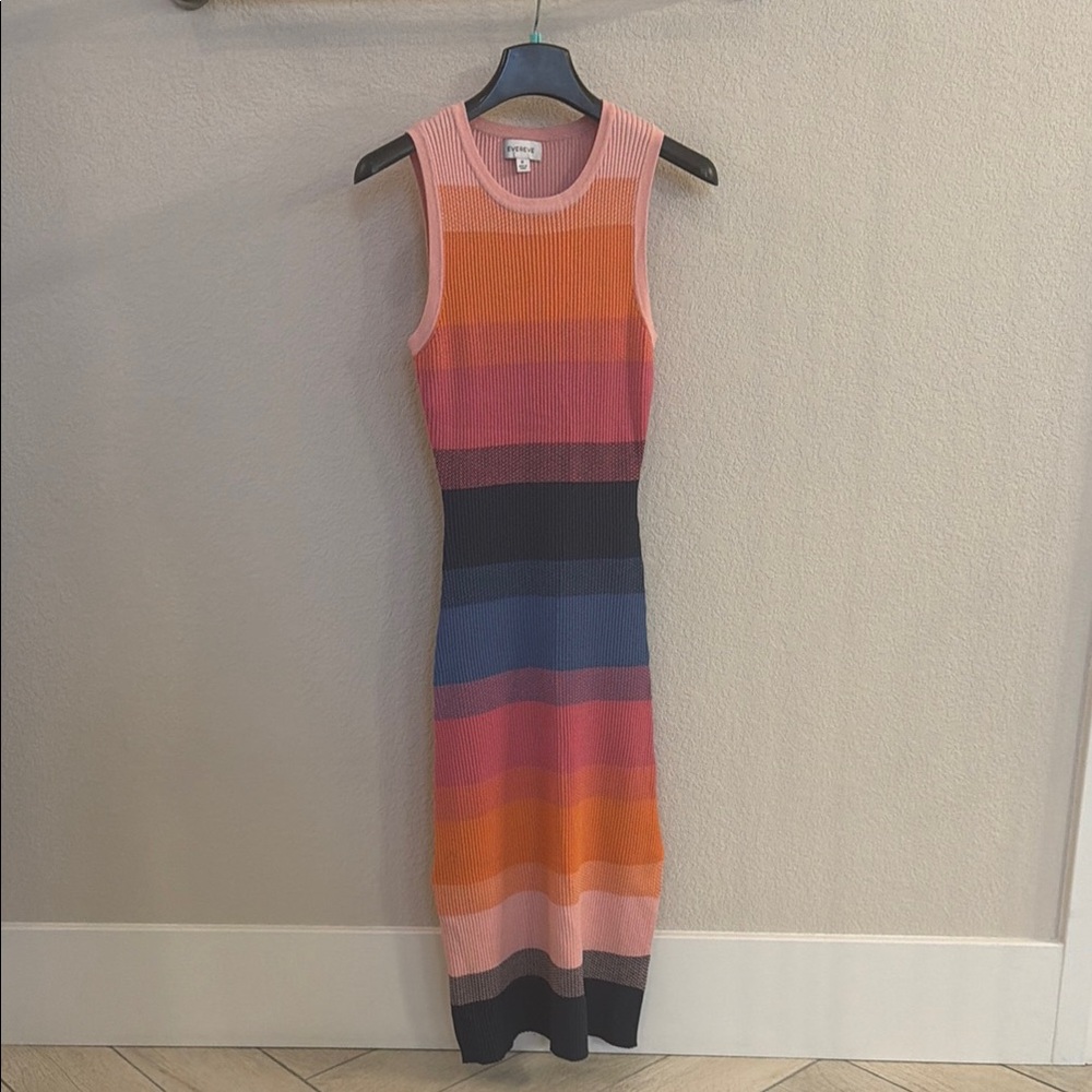 Evereve Striped Knit Midi Dress - Pink Multi